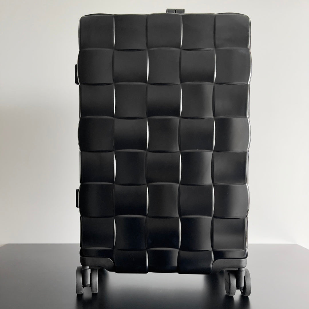 BOTTEGA VENETA 25S ODYSSEY CABIN 3D INTRECCIO PATTERN LUGGAGE 55 IN BLACK CALFSKIN