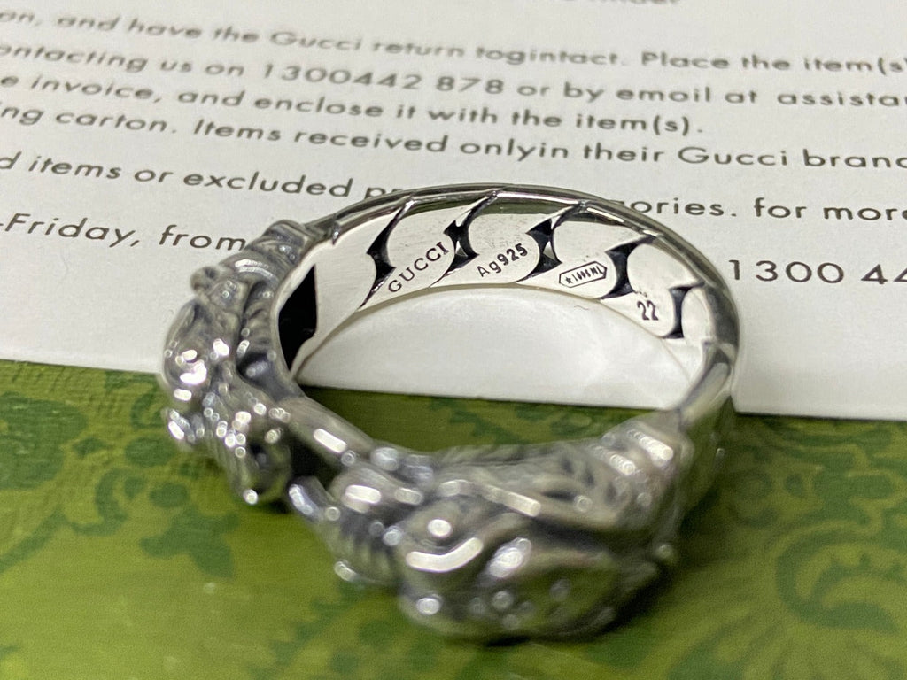 Double Gucci Tiger Head Chain Ring