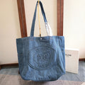 CELINE 25S DENIM CABAS BAG 50MM IN BLUE CANVAS
