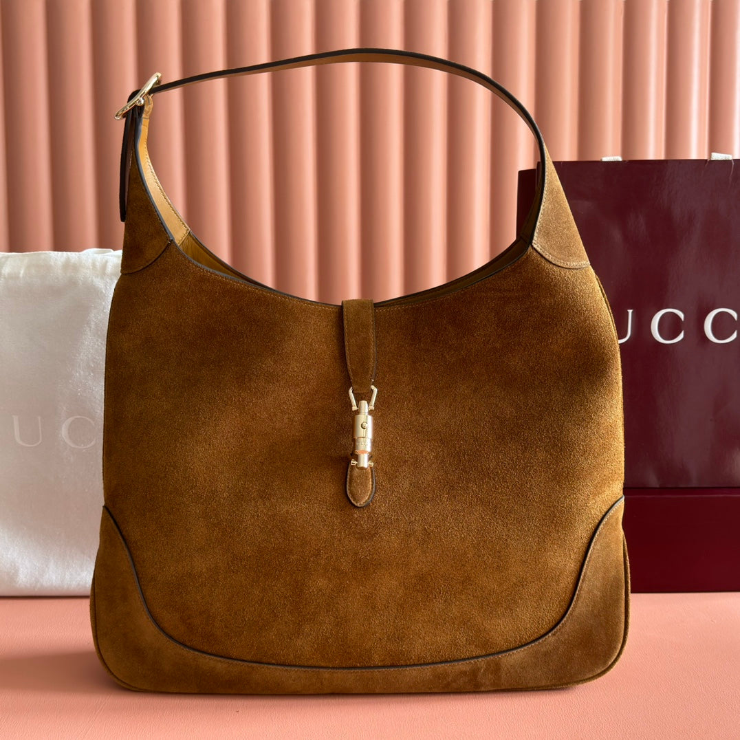 GUCCI 25S JACKIE GIORNO 44 CM IN BROWN SUEDE