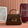 GUCCI 25S HORSEBIT 1955 MEDIUM SHOULDER BAG 29 CM IN BROWN CALFSKIN WITH GOLD HARDWARE