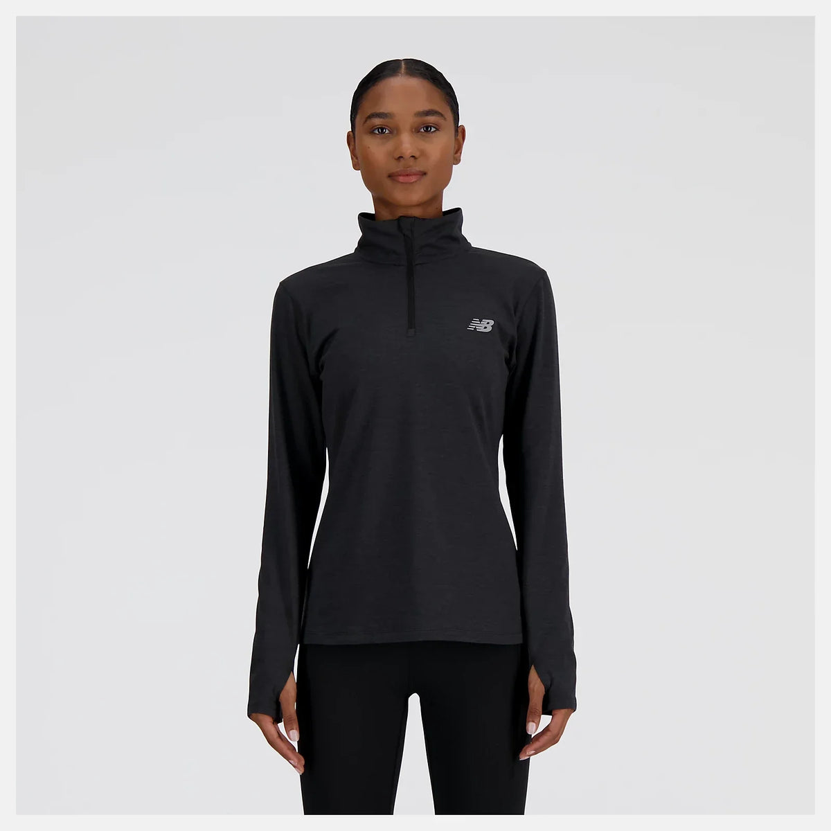 New Balance Sport Essentials Space Dye Quarter Zip - Black Heather - WOMEN